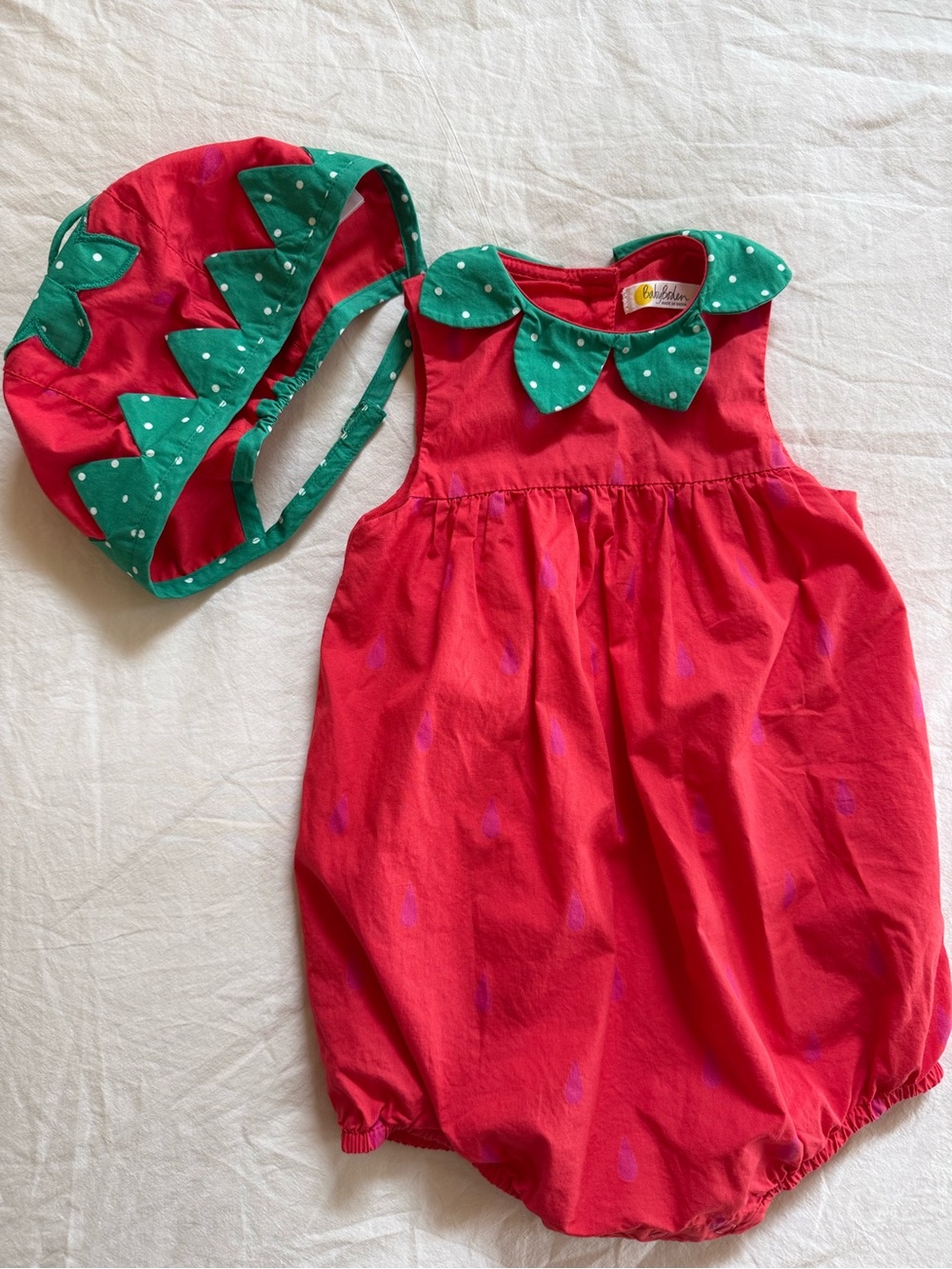 Baby Boden Strawberry romper and hat
